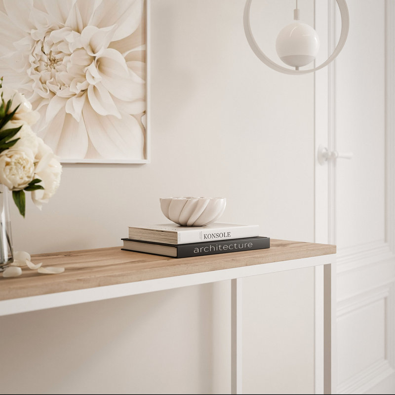 Console Table, 80cm H x 80cm W x 30cm D, Wotan Oak, White