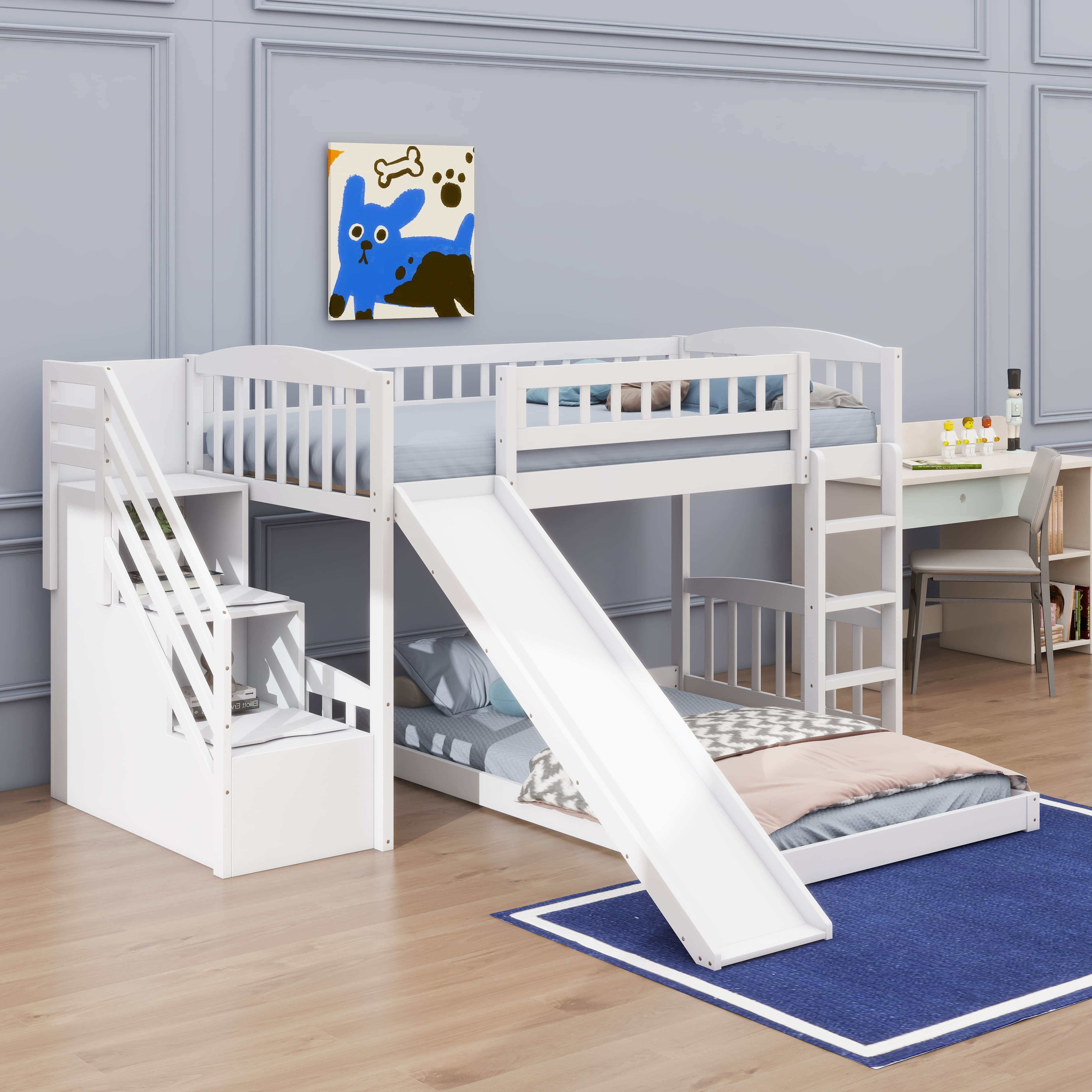 Latitude Run® Exciting Twin Over Twin Bunk Bed With A Thrilling Slide ...