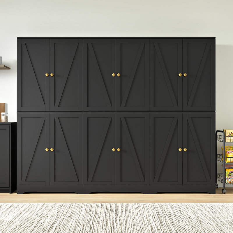 Armoire de rangement 72 po, Noir, noir, noir, noir
