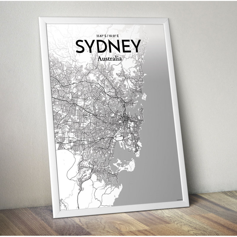 Sydney City Map - No Frame Print, 91.4cm H x 61cm W x 0.13cm D