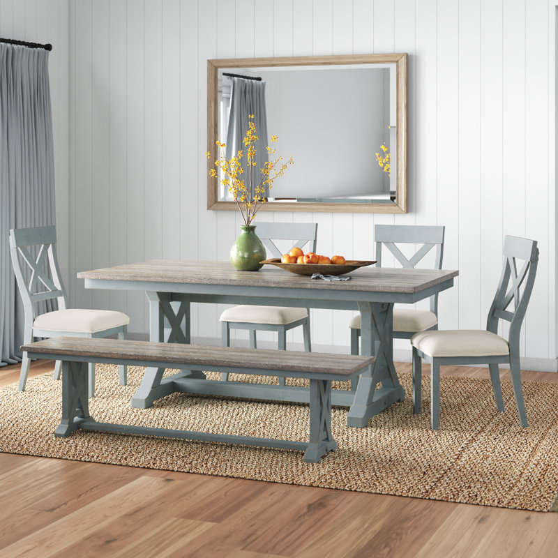 Ensemble repas pour 6 personnes Ryann, Bleu / gris