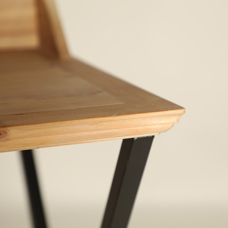 Mercuri Solid Wood Top Metal Base Accent