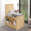 Lit plateforme simple en bois avec lit gigogne escamotable, armoire de rangement, naturel-160789264-160789265