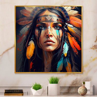 «Colorful Native American Woman VII», reproduction d'art sur toile