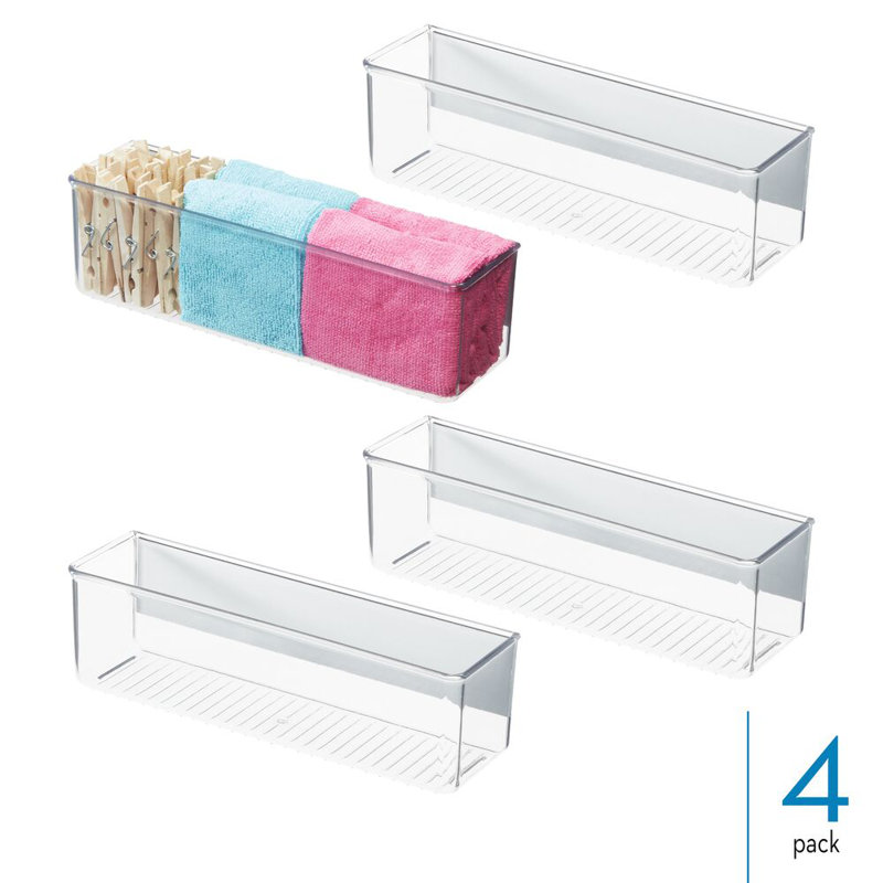 Ensemble de 4 bacs de rangement magnétiques pour rangement pour salle de lavage iDesign - Transparent