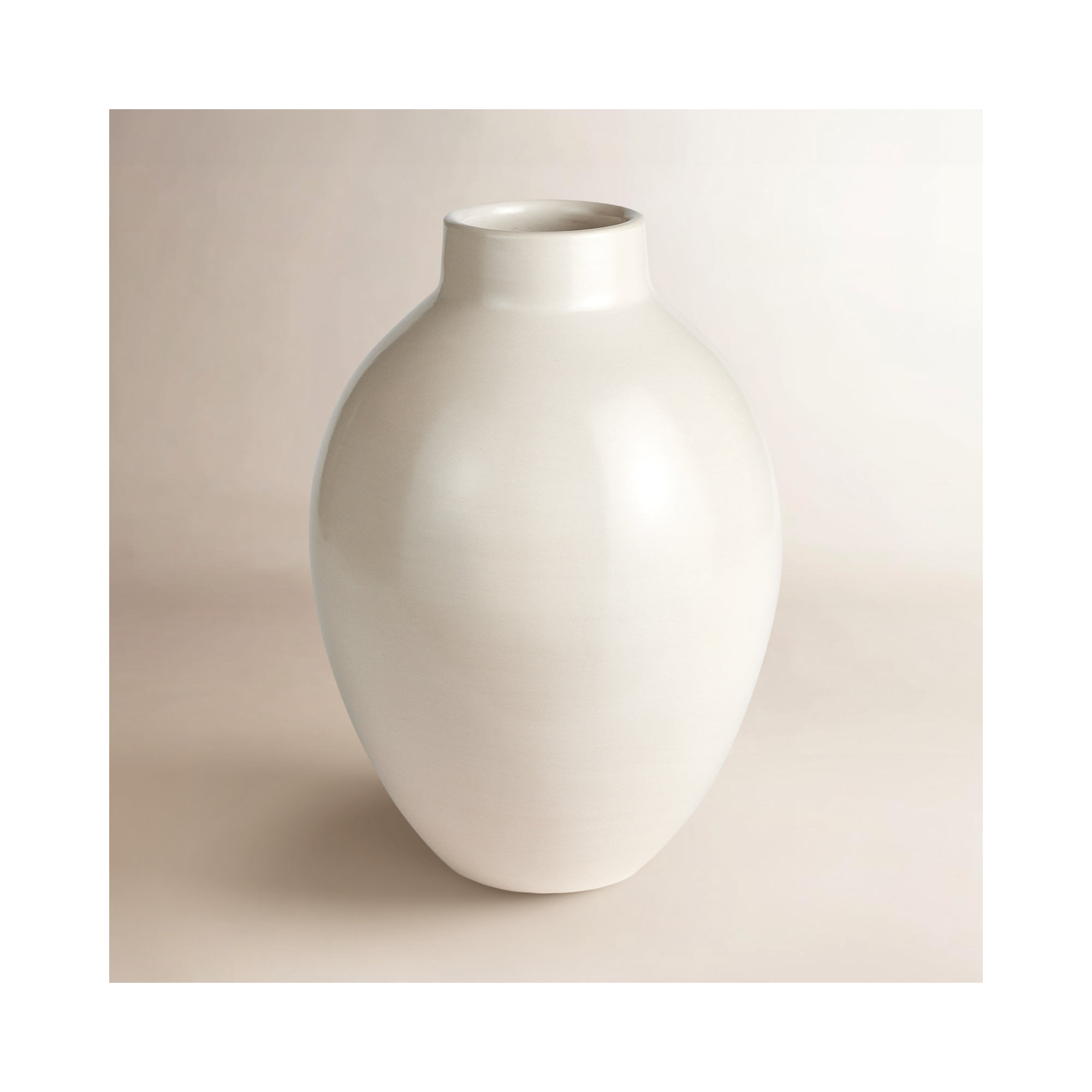 Handmade Table Vase, 12.75" H x 9.5" W x 9.5" D, Ecru