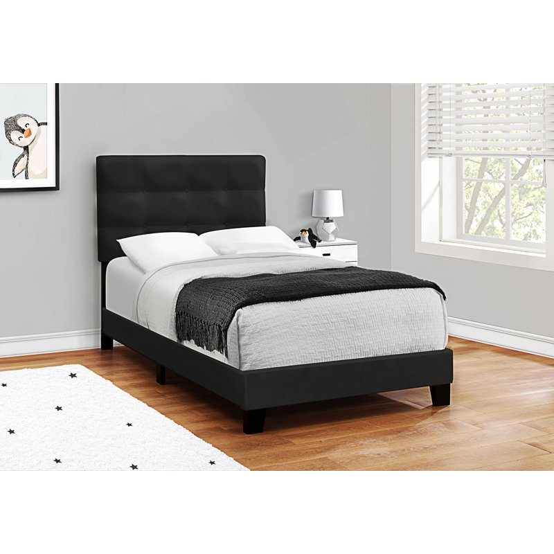 Lit simple tapissier de conception transitionnelle, cadre seulement, Black