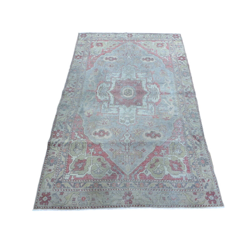 Tapis oriental turc Oushak gris noué à la main 4 pi 4 po x 6 pi 10 po 36B6619A510C4B12BF7320B10D89A30B