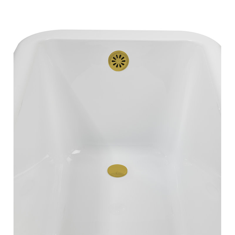 62" Streamline Clawfoot Tub,Tray,Drain, Clawfeet, Brushed Gun Metal, Brushed Gold