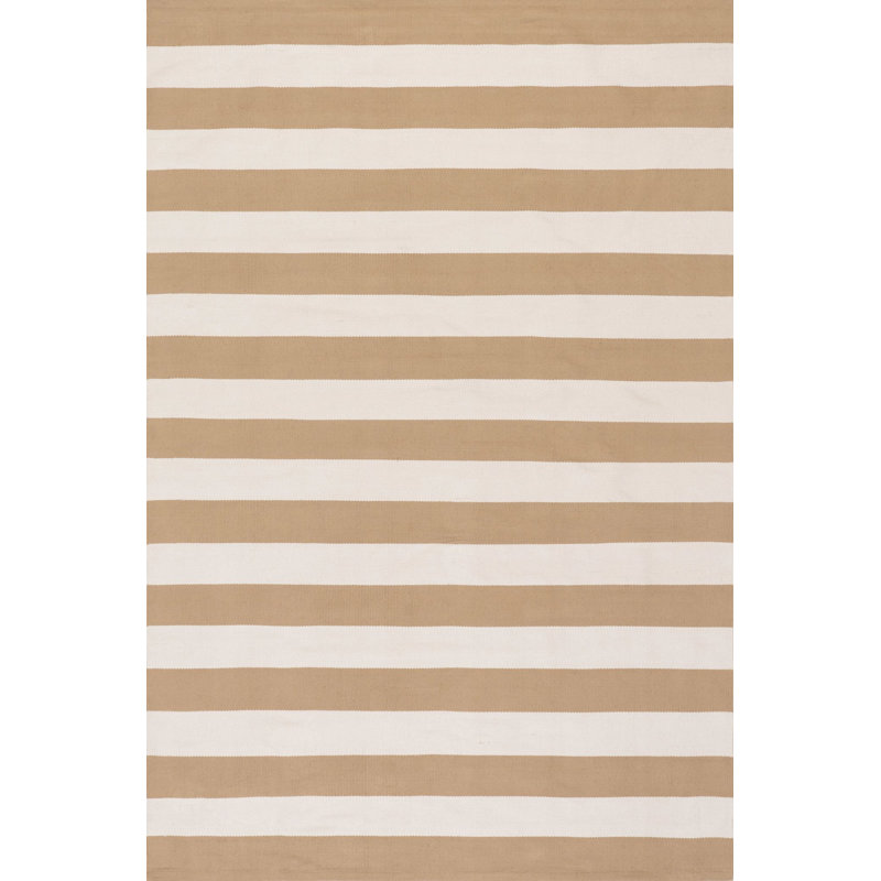 Banks Stripe Khaki Handwoven Indoor/Outdoor Rug, Rectangle 8'6" x 11'6"