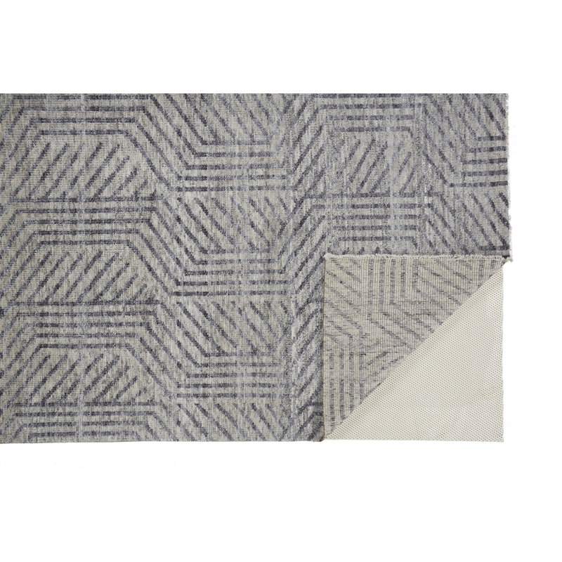 Vivien Hand Knotted Wool Geometric Area Rug, Rectangle 10' x 14'