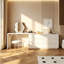 Meuble-lavabo extensible en forme de L à 6 tiroirs avec finition blanc crème ERRY