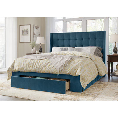 Aleighanna Upholstered Wingback Storage Bed