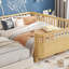 Lit plateforme double en bois pour enfants, lit double en bois à profil bas avec rails pour filles et garçons, (conception brevetée, ancien SKU W2593P233781)