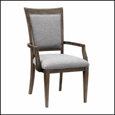 Ensemble de 2 fauteuils transitionnels gris-brun, revêtement en tissu confortable et structure en bois durable pour un repas élégant