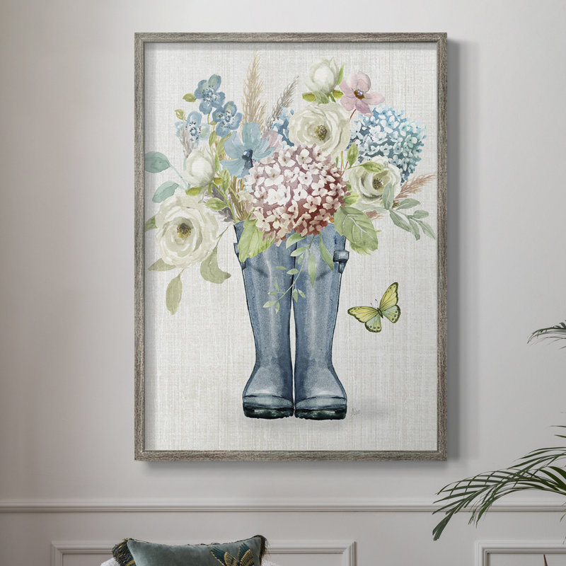 «Garden bottes», reproduction encadrée - bois massif 48045, H 30 po x l 24 po