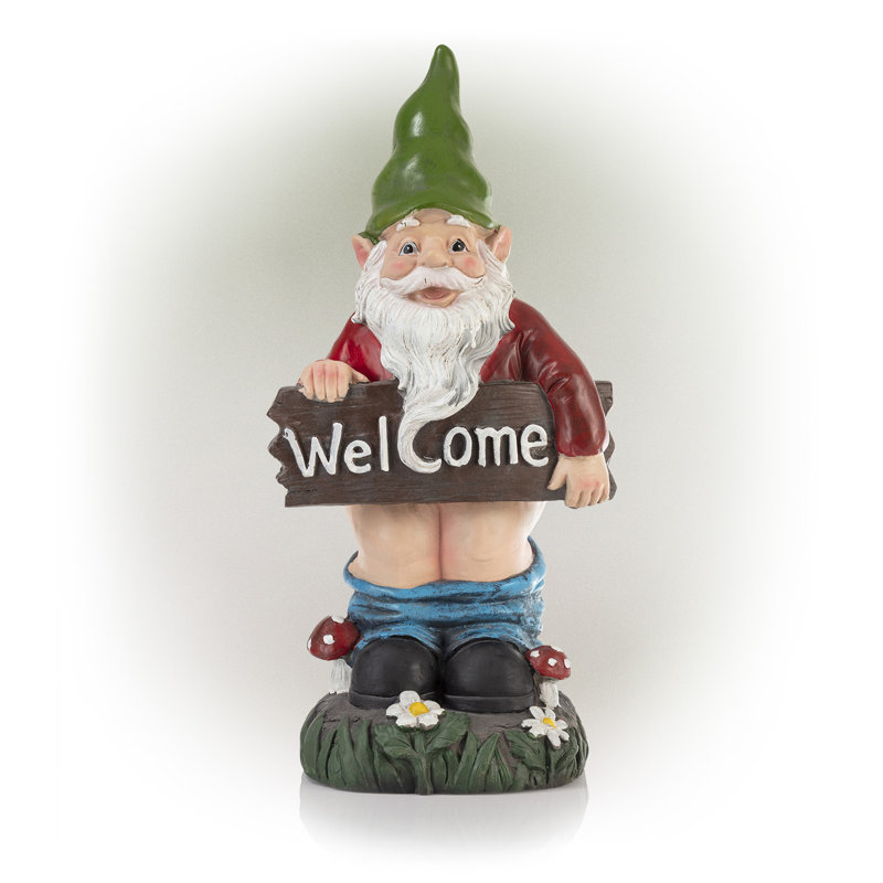 Statue de gnome «Welcome» Jodi Mooning, Vert