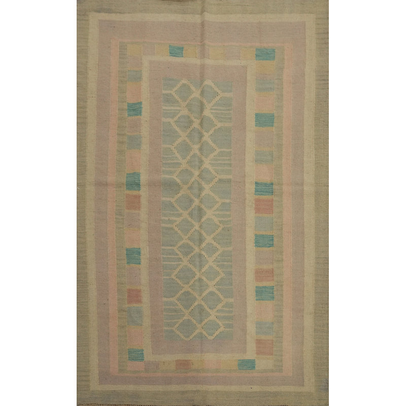 Tapis classique pastel géométrique 4 x 6 pour des intérieurs modernes et élégants