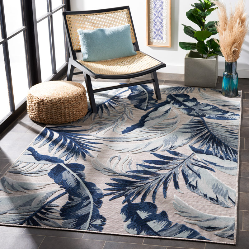 Saugus Machine Woven Floral Indoor / Outdoor Area Rug , Rectangle 9' x 12'