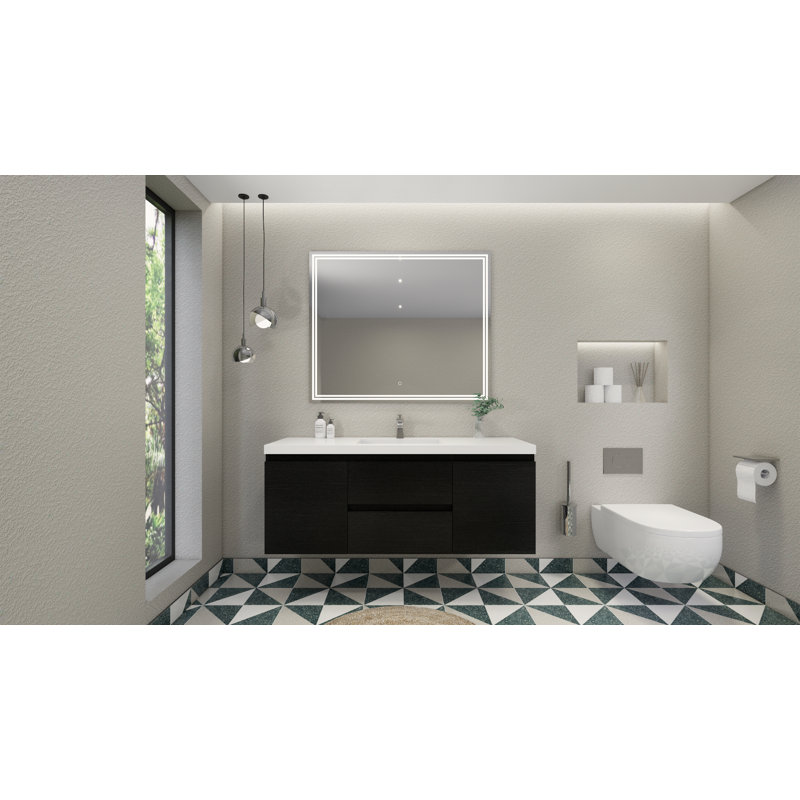 Polychronis 59.5'' Single Bathroom Vanity with Acrylic Top, Black