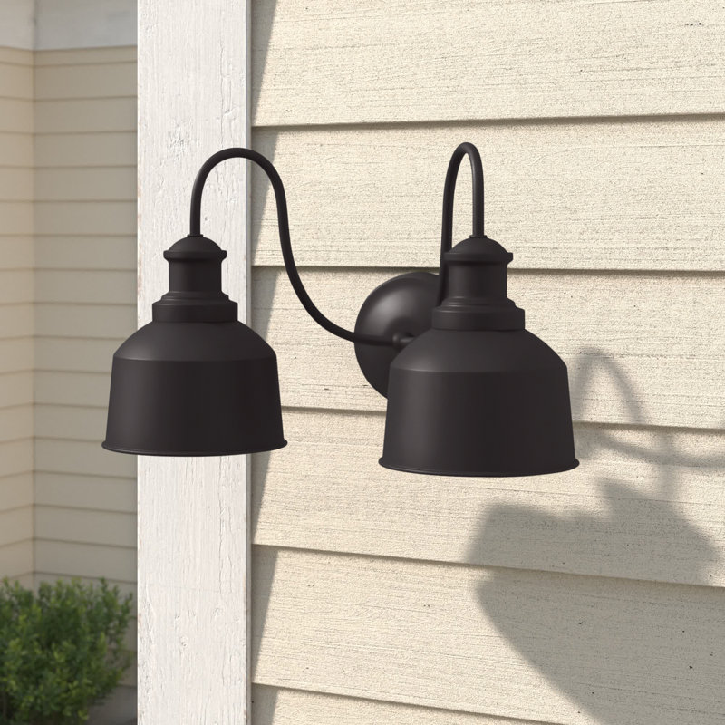 Luminaire de grange d'extérieur 2 lumières 9,5 po, Bronze huilé