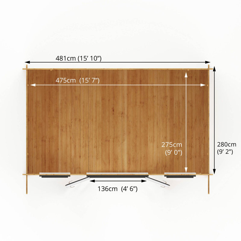 16ft x 10ft Retreat Log Cabin UPVC Windows & Doors (44mm), Grey/Natural Timber