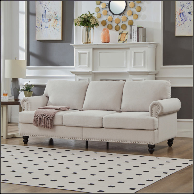 Canapé en tissu rembourré 83 po, Beige