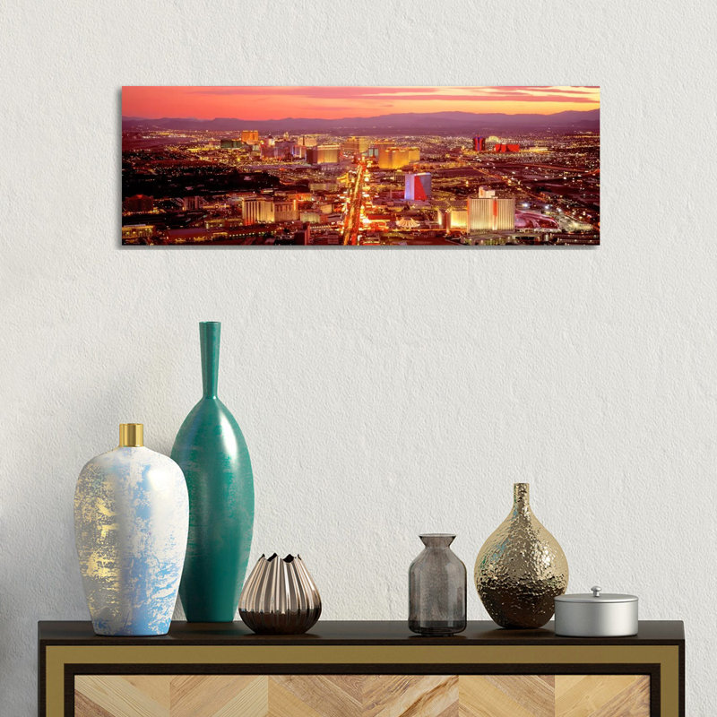 Aerial Las Vegas NV USA - Wrapped Canvas Panoramic Print, 30.48 cm H x 91.44 cm W x 1.91 cm D