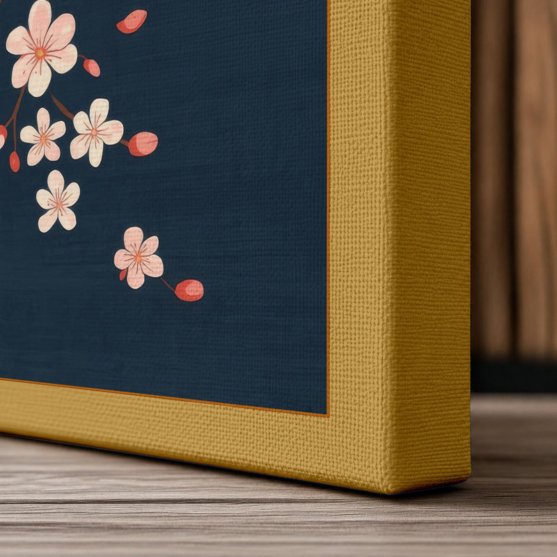 Drifting Blossoms Botanical 1 Piece Wrapped Canvas Wall Art, 36x24 - 91.4 x 61.0 cm, Ochre Border