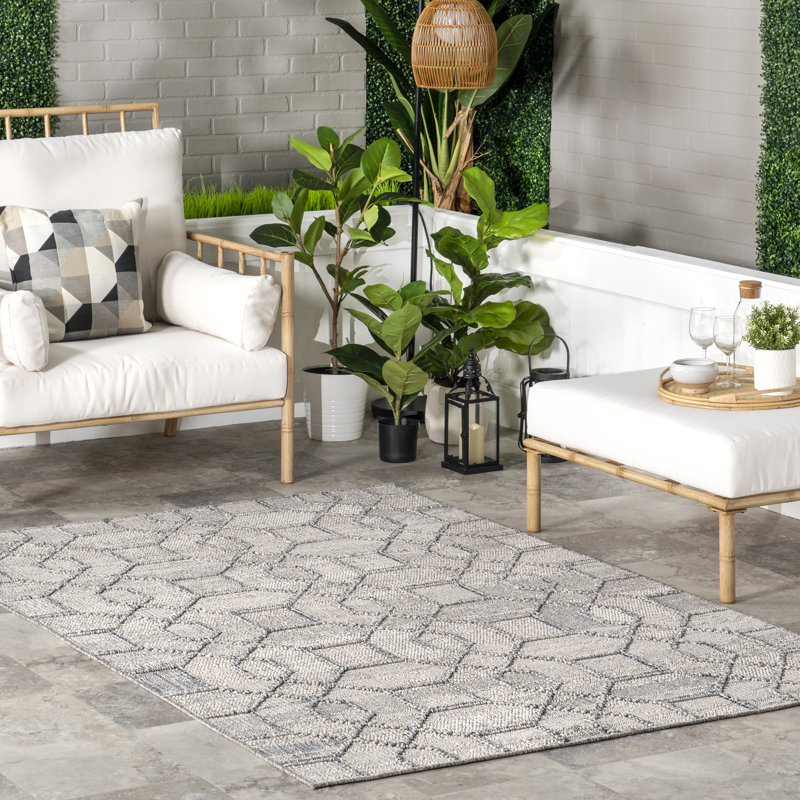 Tapis intérieur / extérieur géométrique Sandee, Rectangle de 5 pi x 8 pi