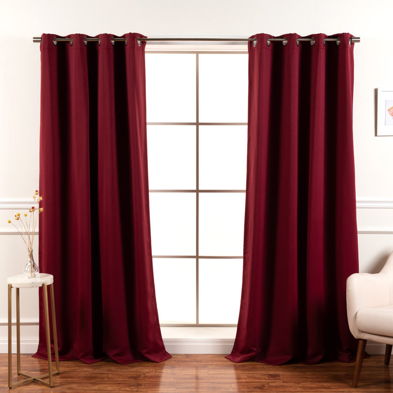 Flame Retardant Thermal Insulated Blackout Curtain, 52" W x 96" L, Burgundy