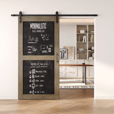 Porte de grange non assemblée et finie avec 2 panneaux de 32 po x 80 po Homacer Classic Gray