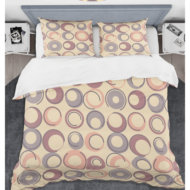 Ensemble de housse de couette rétro Mid-Century, Housse de couette très grand + 2 taies décoratives