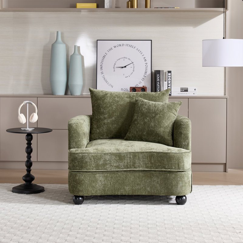 40.2" Chenille Removable Cover Soft Seat Sofa, Green