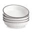 4 Pieces Ceramic Dinnerware Set, Soup Plates, White Poreclain, Embossed Design around Edge, Service For 4 People, 900ML-137526490