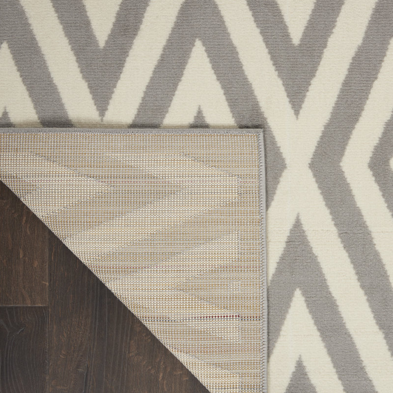 Tapis gris et brun à motif géométrique Horley, Rectangle 2 pi x 4 pi