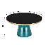Table basse ronde de 30 po en verre / plateau en pierre frittée avec rebord doré brossé et base en verre trempé-109375773