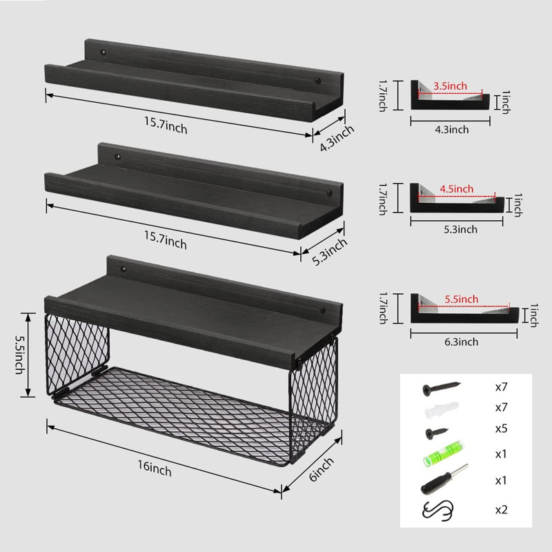 Gannyn Floating Shelf, Black