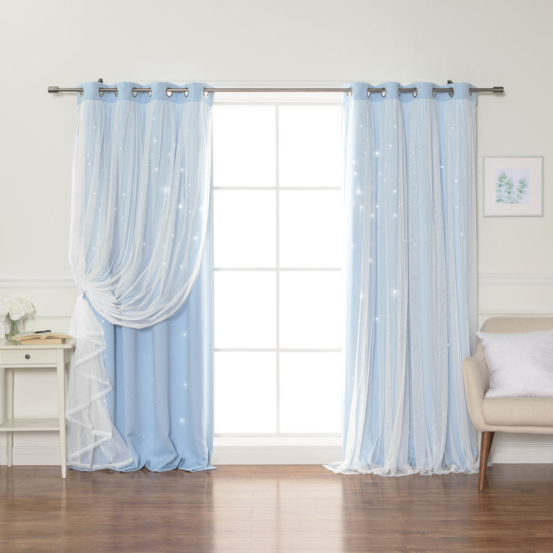Paire de rideaux occultant avec œillets Jenifer, Bleu, L 52 po x L 84 po
