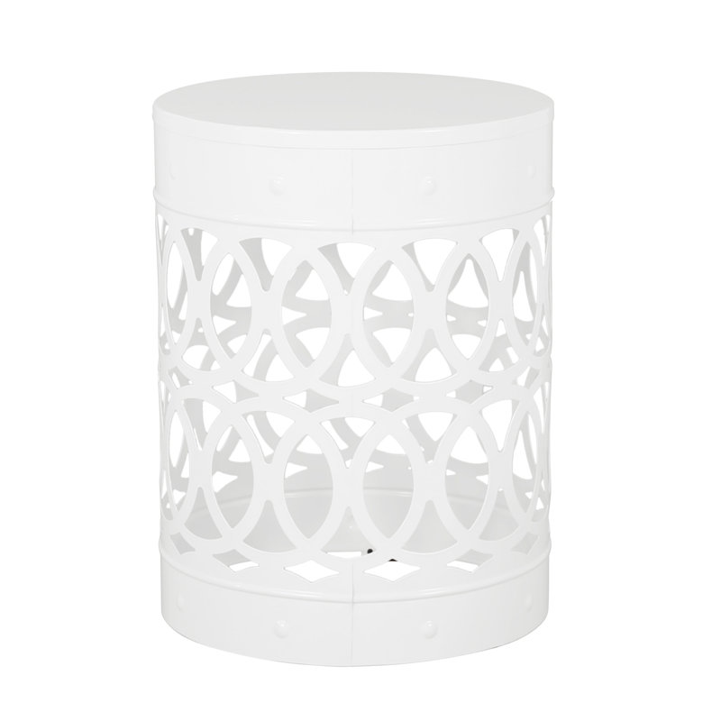 Outdoor Metal End Table, 1, White