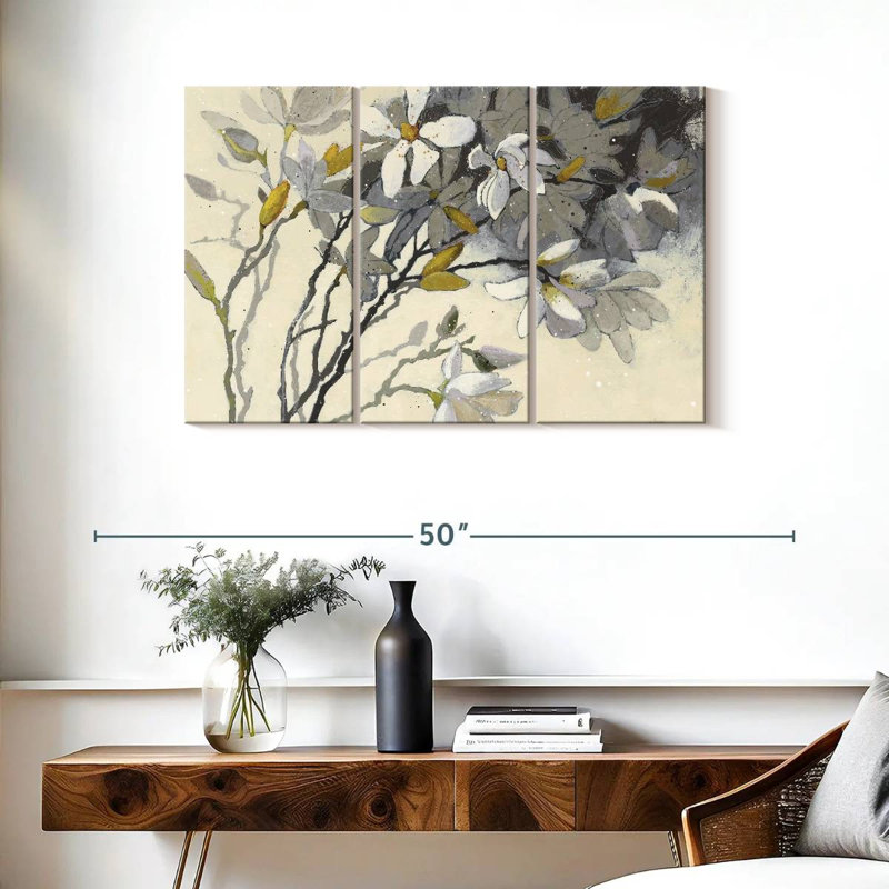 Harnek Magnolias jaune gris, H 24 po x l 38 po