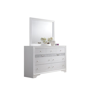 Commode 7 tiroirs Matrix Traditional en bois blanc