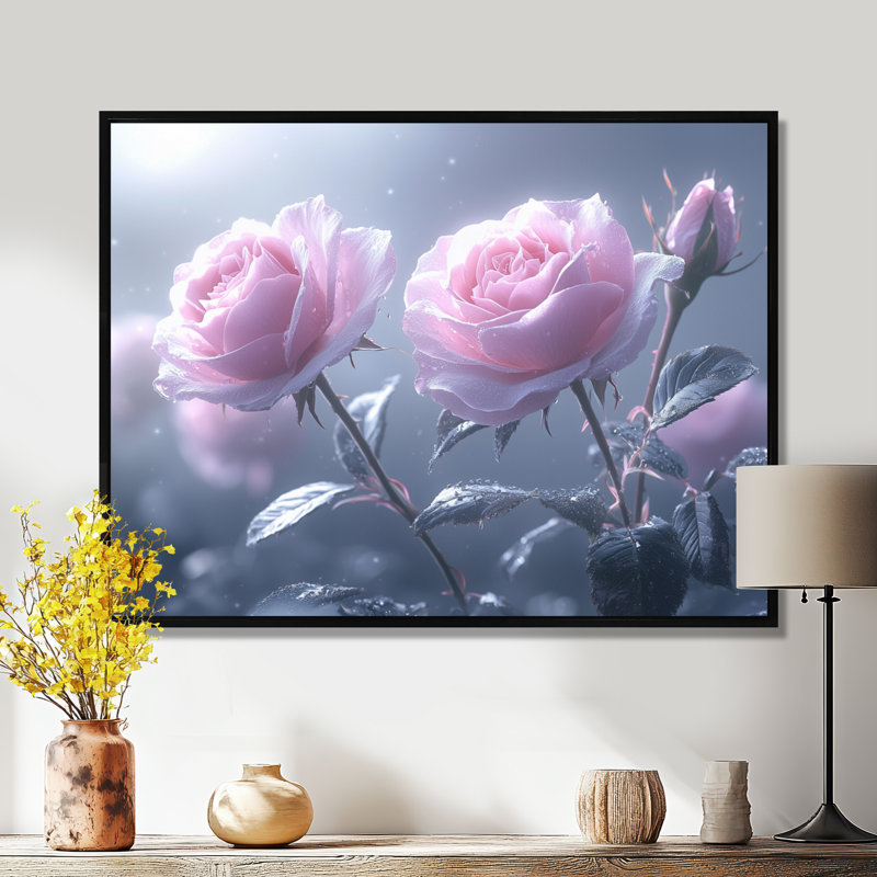 Ikrar - Floral Wall Art, 30" H x 40" W, Black, Floater Framed Print