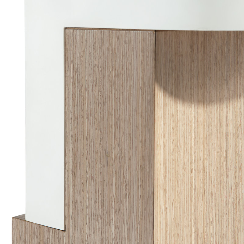 Transitional Adobe Stone & Sahara Wood D-Shape End Table