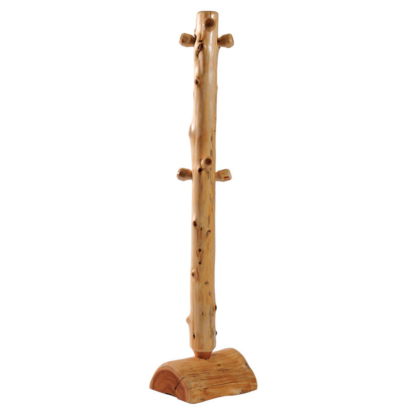 Traditional Cedar Log Floor Coat Tree with Pegs