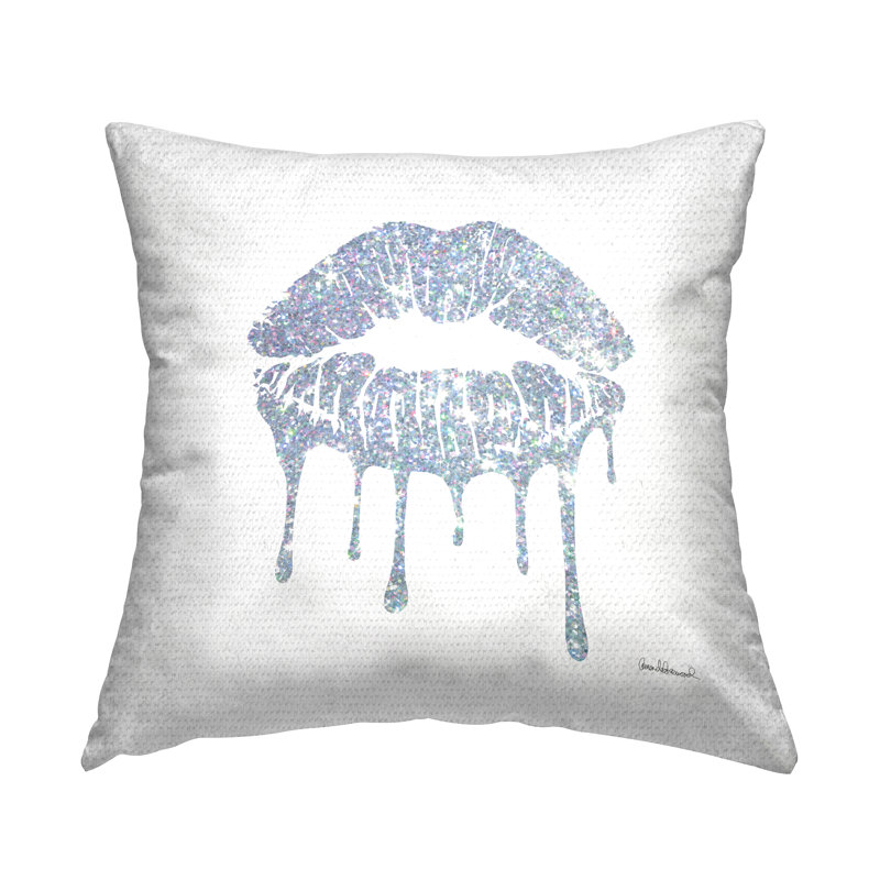 Coussin d'extérieur imprimé Stupell Industries Glitzy Glam Lips Dripping par Amanda Greenwood