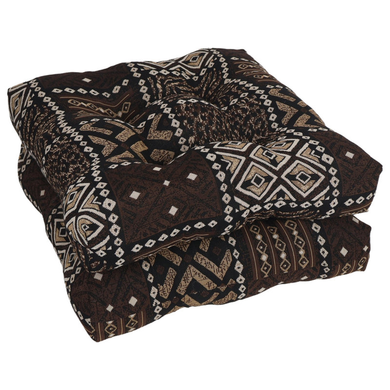 19-Inch Square Tapestry Tufted Dining Chair Cushions (Set Of 2)