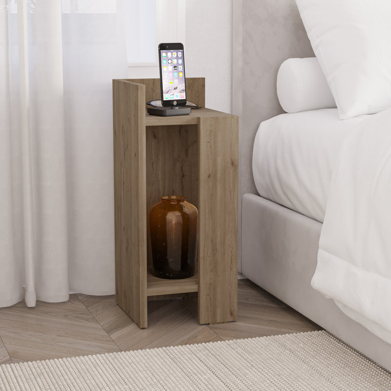 Lochlan Modern Compact Nightstand Bedside Table 25 x 27 x 60cm  Bedroom Furniture, Natural Oak, Left Orientation