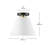 1-Light Semi-Flush Mount Ceiling Light, Matte Black, Matte Brass Accent, White Linen Shade, Home Improvement, Dining Room, Kitchen