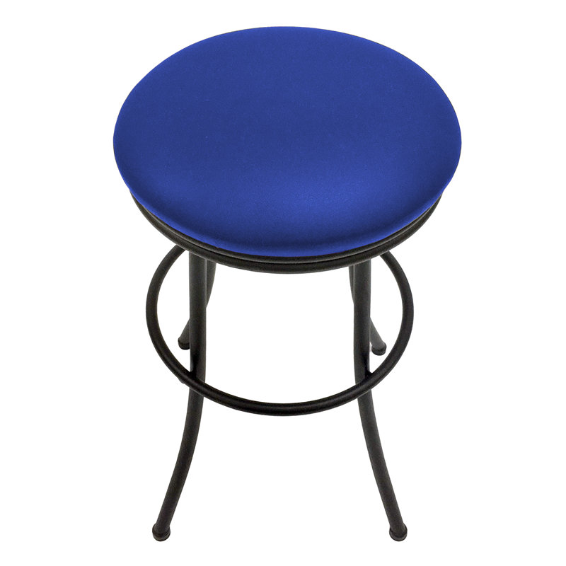 Swivel Upholstered Counter Stool with Metal Frame, Blue, Beige, Bar Stool (30" Seat Height)